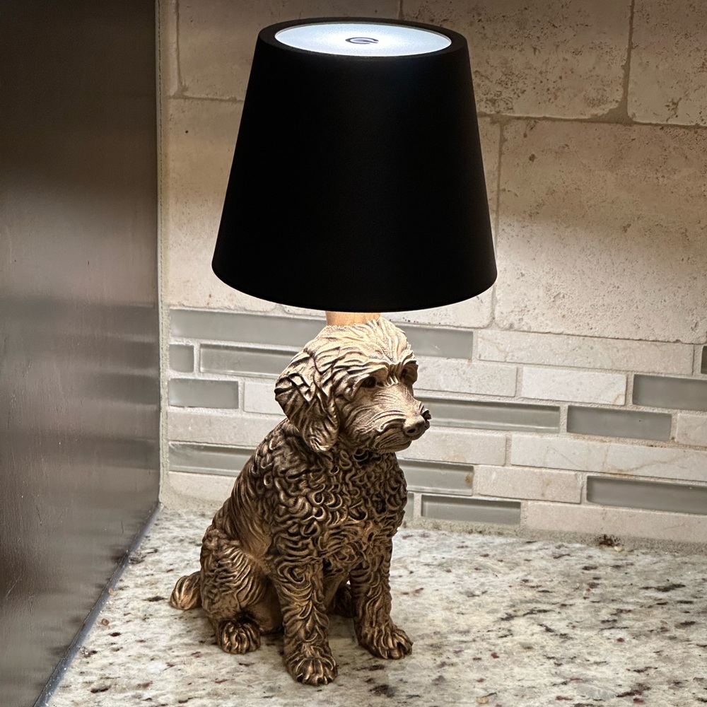 Charming Golden Doodle 10" Cordless Lamp - Hand-Painted 3D Printed Pet Memorial